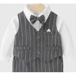 儿童秋季套装男宝宝礼服婴儿衣服套装长袖绅士百天满月宴三件套