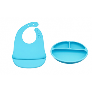 母婴用品套装儿童硅胶餐盘吃饭训练吸盘式一体辅食碗婴儿围兜套餐