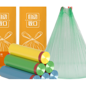 悦三合垃圾袋 家用厨房手提加厚自动收口抽绳式塑料袋小号1卷18只