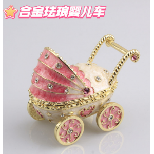 金属工艺品婴儿车可爱创意手工家居桌面装饰珐琅彩摆件会销礼品