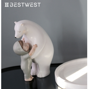 Best west 创意卡通北极熊萌娃树脂小摆件 ins家居客厅玄关工艺品